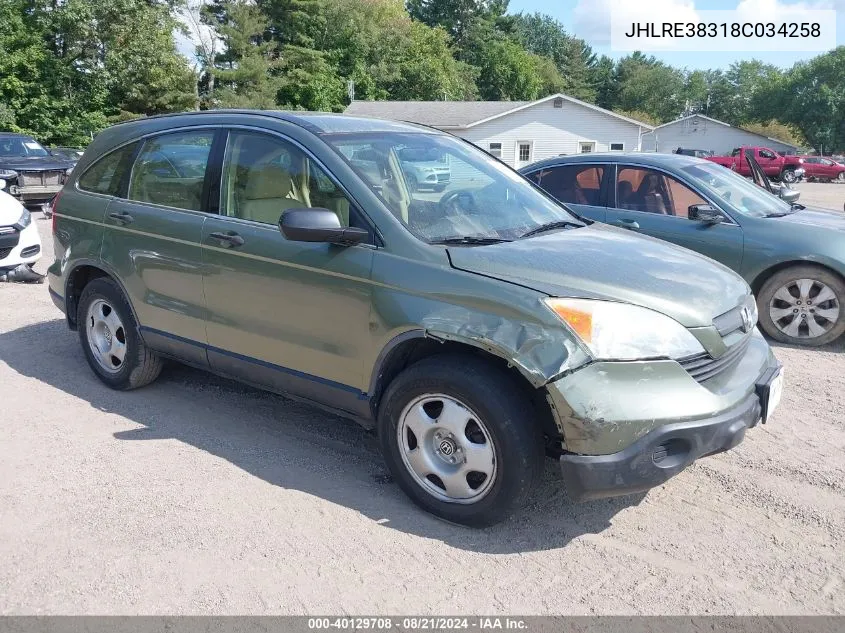 JHLRE38318C034258 2008 Honda Cr-V Lx