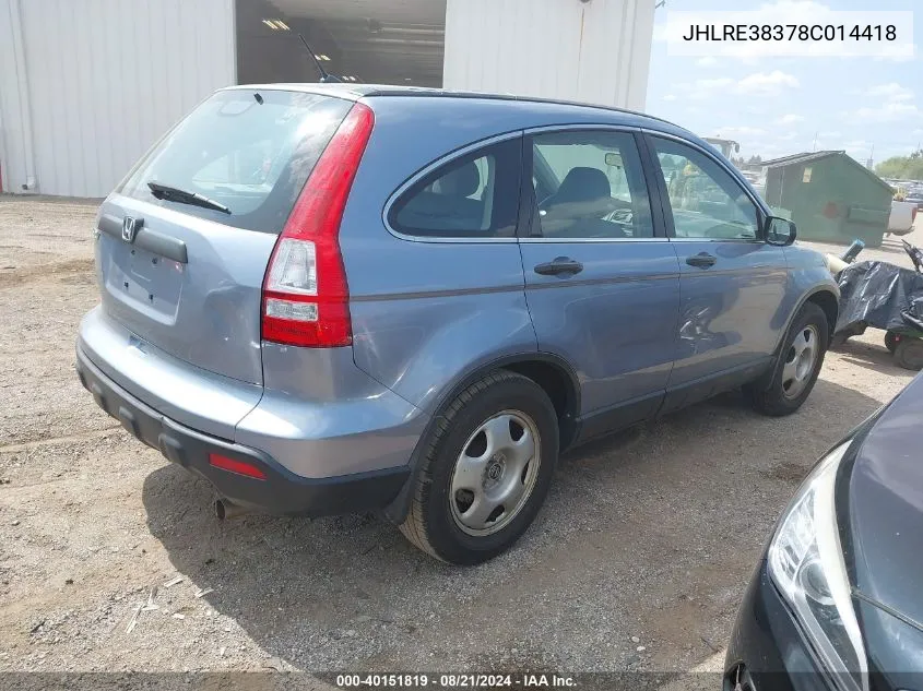 JHLRE38378C014418 2008 Honda Cr-V Lx