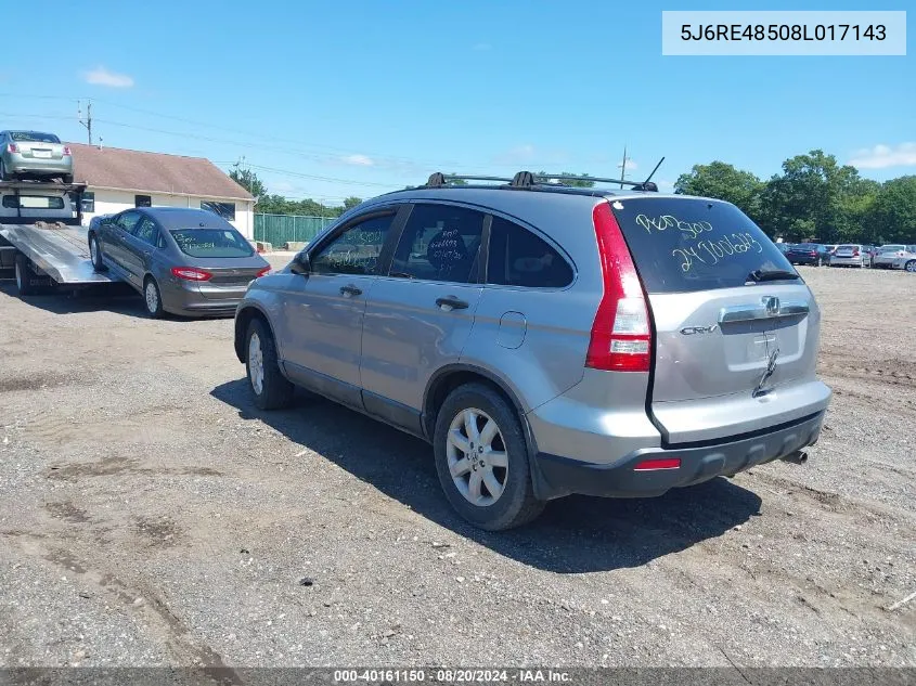 2008 Honda Cr-V Ex VIN: 5J6RE48508L017143 Lot: 40161150