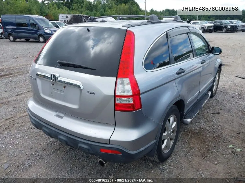 2008 Honda Cr-V Ex VIN: JHLRE48578C003958 Lot: 40162237