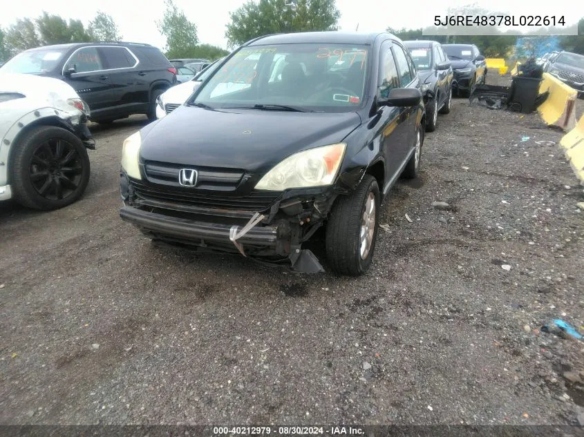 5J6RE48378L022614 2008 Honda Cr-V Lx