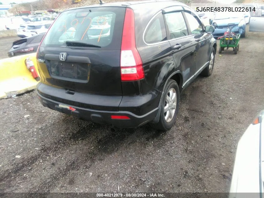 2008 Honda Cr-V Lx VIN: 5J6RE48378L022614 Lot: 40212979