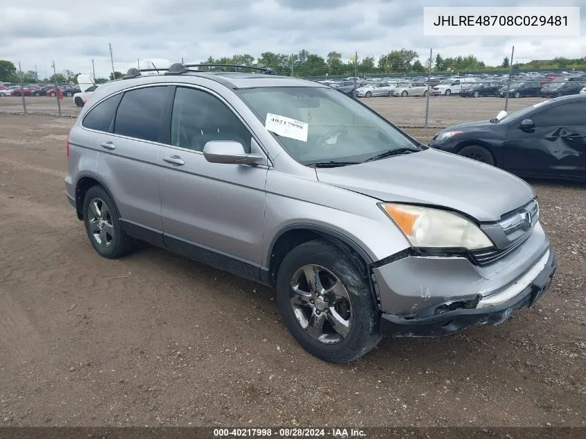 2008 Honda Cr-V Ex-L VIN: JHLRE48708C029481 Lot: 40217998