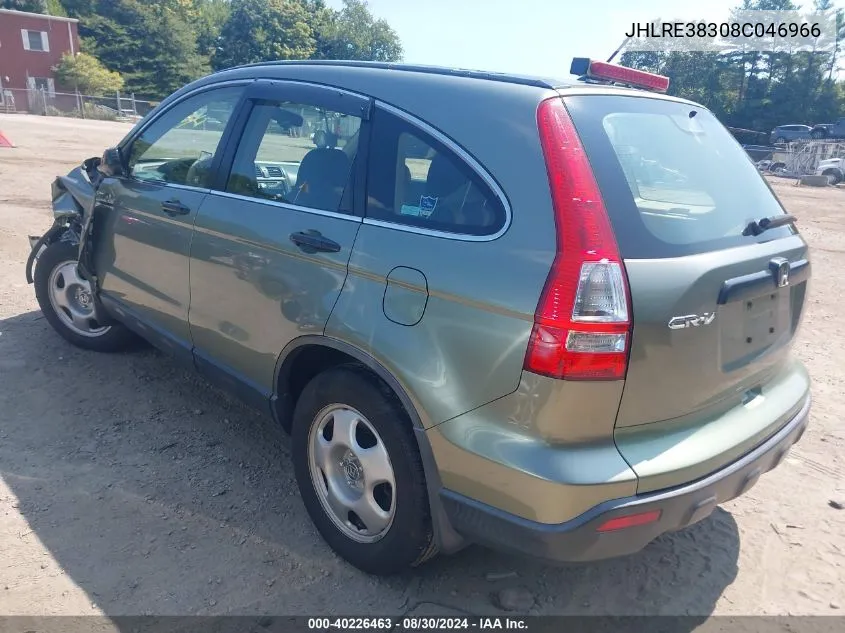 2008 Honda Cr-V Lx VIN: JHLRE38308C046966 Lot: 40226463