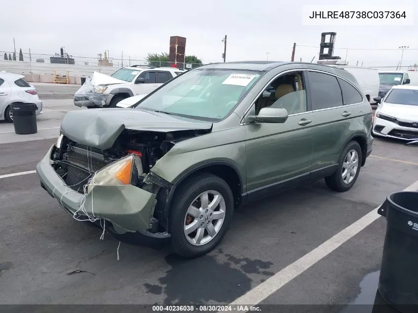 2008 Honda Cr-V Ex-L VIN: JHLRE48738C037364 Lot: 40236038