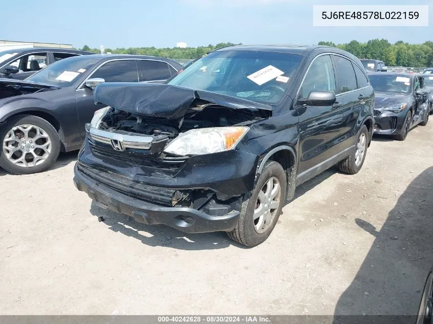 2008 Honda Cr-V Ex VIN: 5J6RE48578L022159 Lot: 40242628