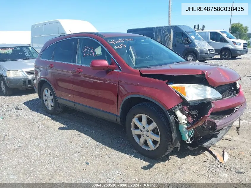 2008 Honda Cr-V Ex-L VIN: JHLRE48758C038435 Lot: 40259530