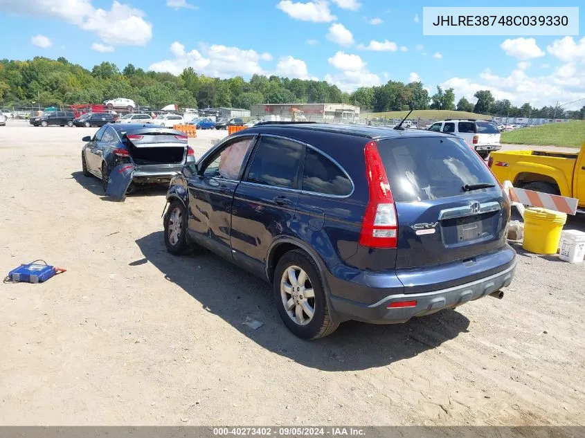 2008 Honda Cr-V Ex-L VIN: JHLRE38748C039330 Lot: 40273402