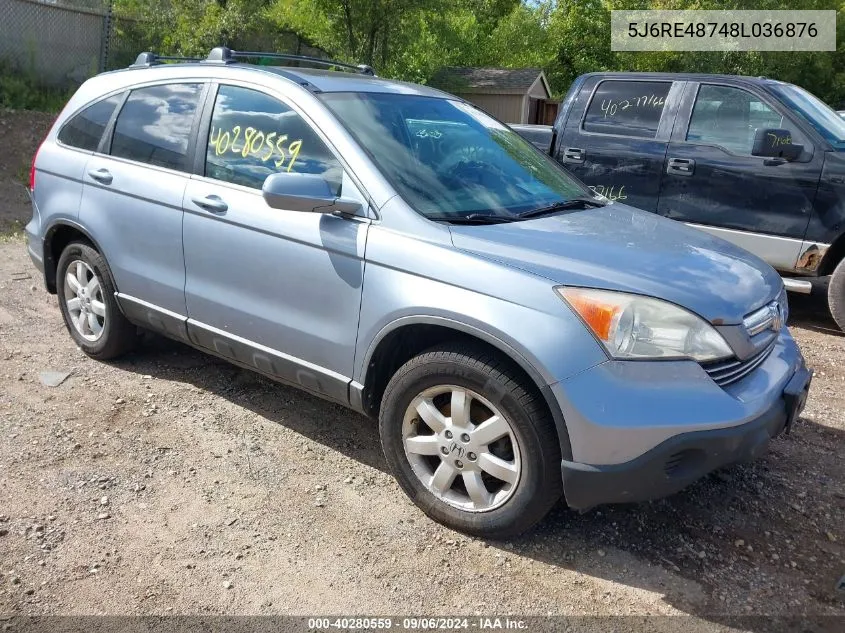 2008 Honda Cr-V Ex-L VIN: 5J6RE48748L036876 Lot: 40280559