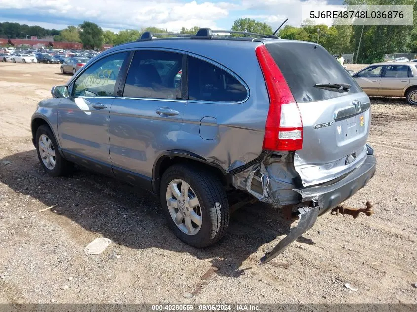 2008 Honda Cr-V Ex-L VIN: 5J6RE48748L036876 Lot: 40280559