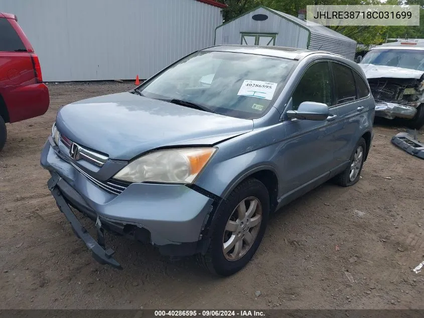 2008 Honda Cr-V Ex-L VIN: JHLRE38718C031699 Lot: 40286595