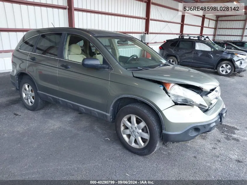 2008 Honda Cr-V Ex VIN: 5J6RE48598L028142 Lot: 40290799