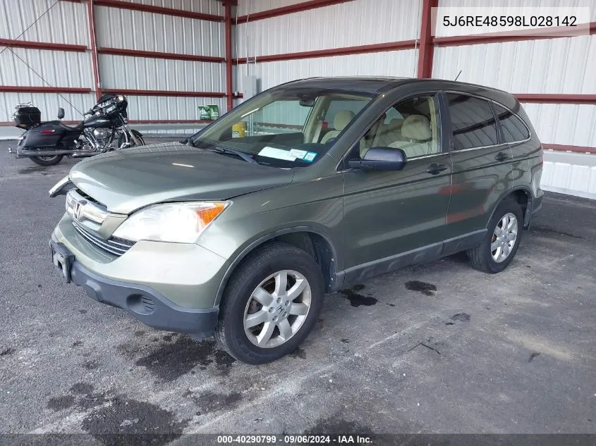 2008 Honda Cr-V Ex VIN: 5J6RE48598L028142 Lot: 40290799