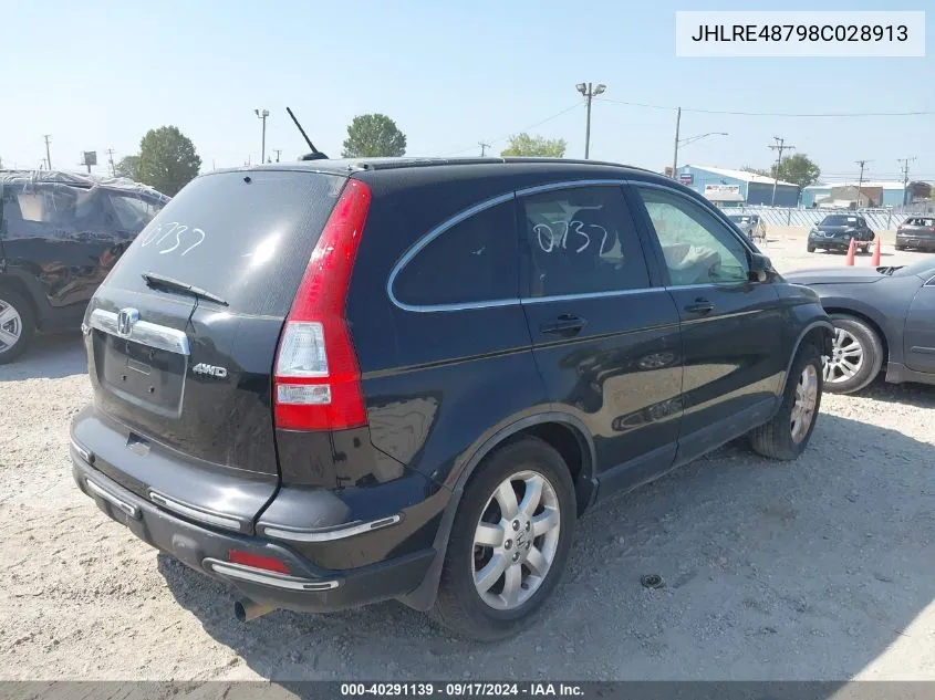 2008 Honda Cr-V Ex-L VIN: JHLRE48798C028913 Lot: 40291139