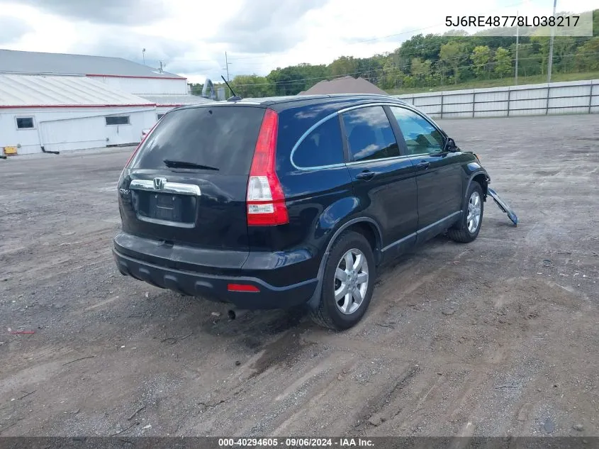 5J6RE48778L038217 2008 Honda Cr-V Ex-L