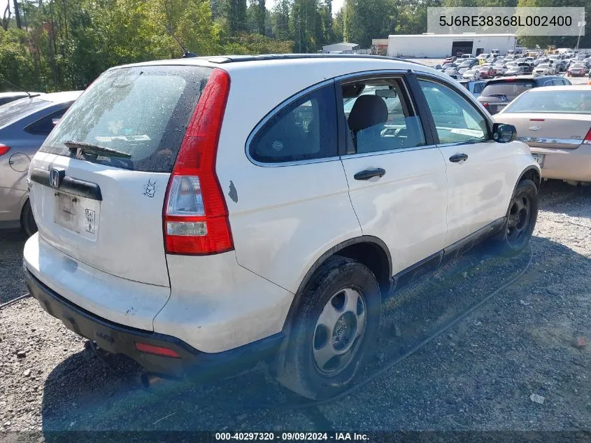 5J6RE38368L002400 2008 Honda Cr-V Lx