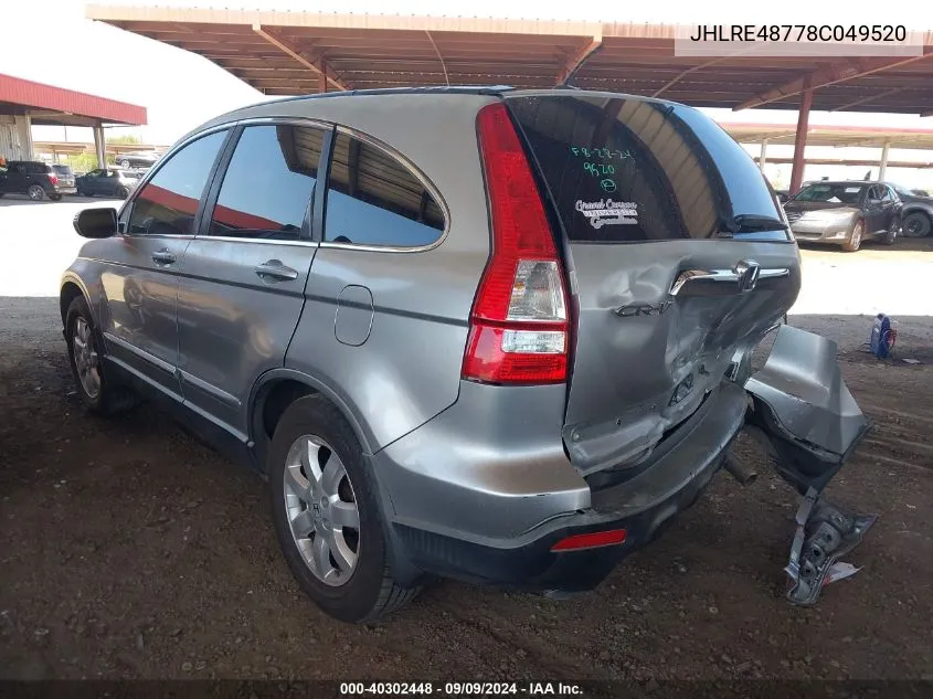 JHLRE48778C049520 2008 Honda Cr-V Ex-L