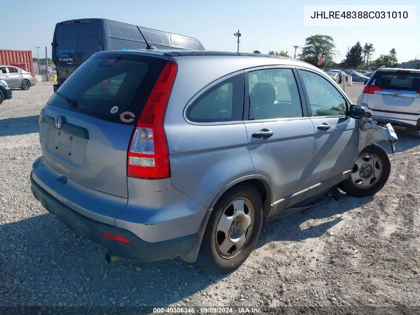 2008 Honda Cr-V Lx VIN: JHLRE48388C031010 Lot: 40306346