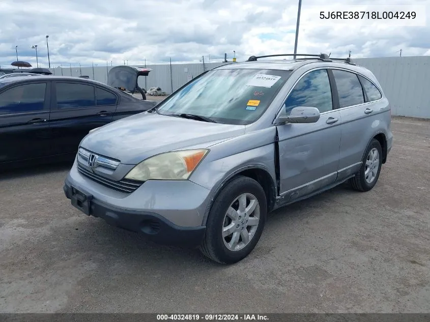 2008 Honda Cr-V Exl VIN: 5J6RE38718L004249 Lot: 40324819