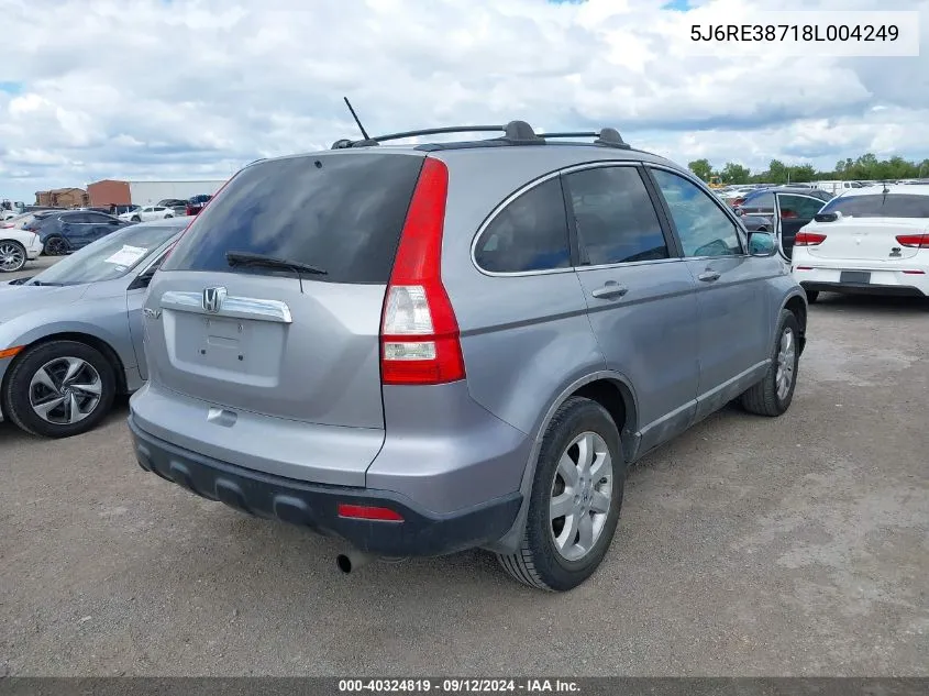 2008 Honda Cr-V Exl VIN: 5J6RE38718L004249 Lot: 40324819