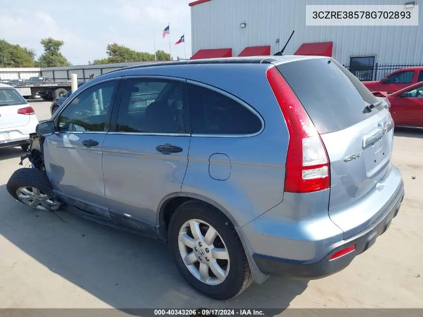 2008 Honda Cr-V Ex VIN: 3CZRE38578G702893 Lot: 40343206