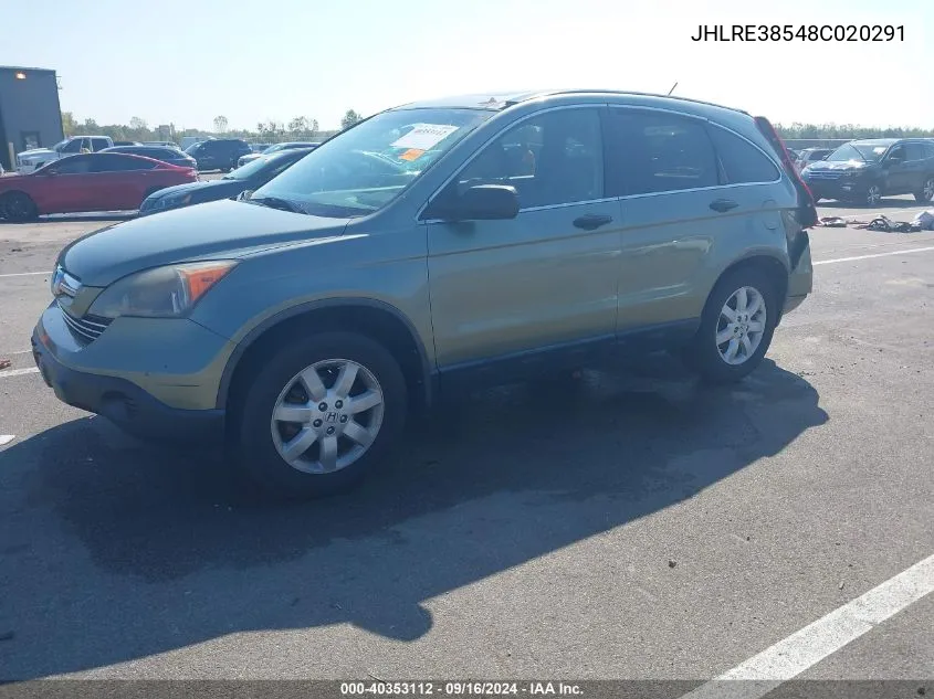 2008 Honda Cr-V Ex VIN: JHLRE38548C020291 Lot: 40353112