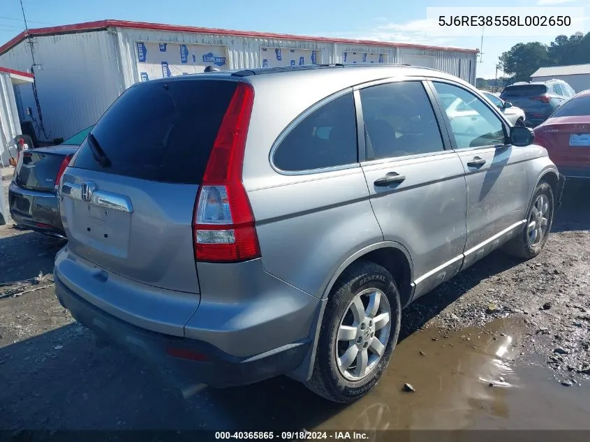 5J6RE38558L002650 2008 Honda Cr-V Ex