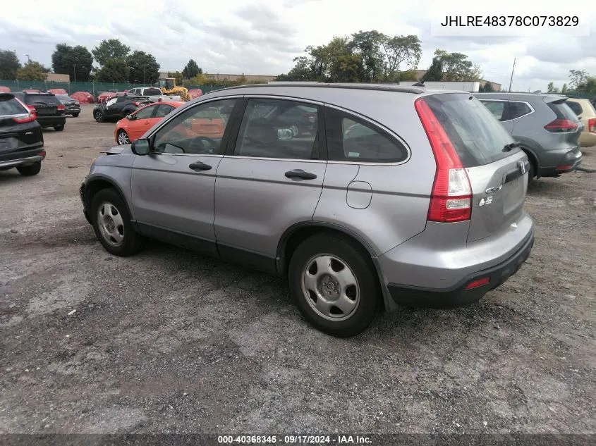 2008 Honda Cr-V Lx VIN: JHLRE48378C073829 Lot: 40368345