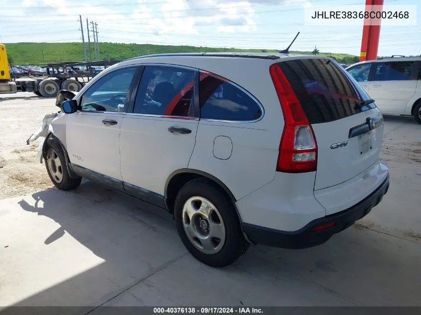 2008 Honda Cr-V Lx VIN: JHLRE38368C002468 Lot: 40376138