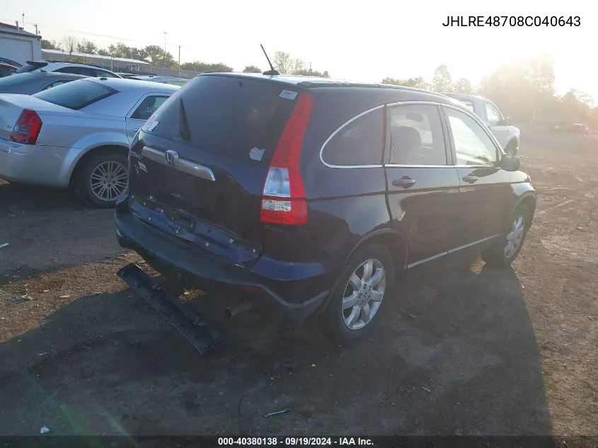 JHLRE48708C040643 2008 Honda Cr-V Ex-L