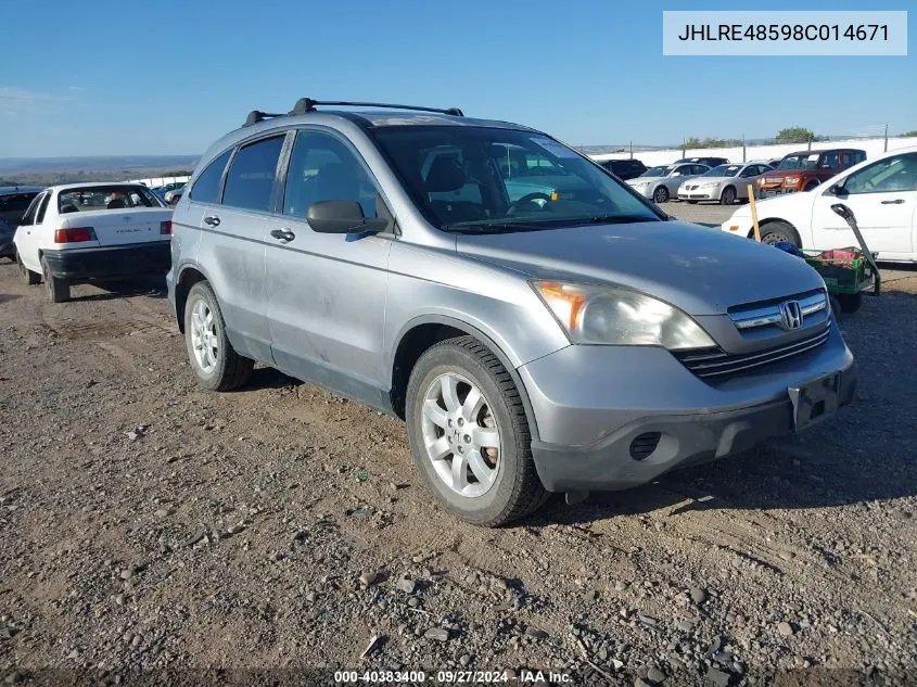 2008 Honda Cr-V Ex VIN: JHLRE48598C014671 Lot: 40383400