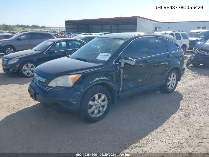 2008 Honda Cr-V Ex-L VIN: JHLRE48778C055429 Lot: 40384606