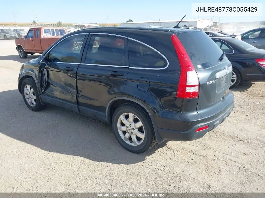 2008 Honda Cr-V Ex-L VIN: JHLRE48778C055429 Lot: 40384606