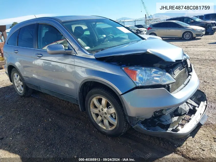 JHLRE48748C081759 2008 Honda Cr-V Ex-L