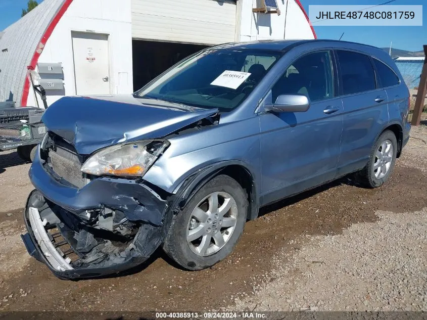 JHLRE48748C081759 2008 Honda Cr-V Ex-L