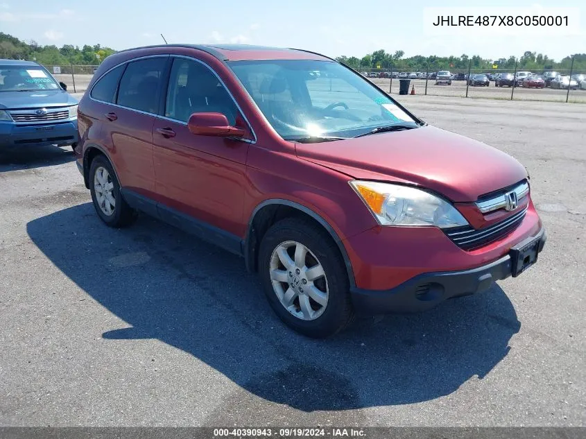 2008 Honda Cr-V Ex-L VIN: JHLRE487X8C050001 Lot: 40390943