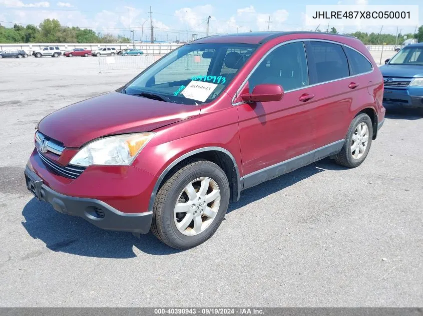 2008 Honda Cr-V Ex-L VIN: JHLRE487X8C050001 Lot: 40390943