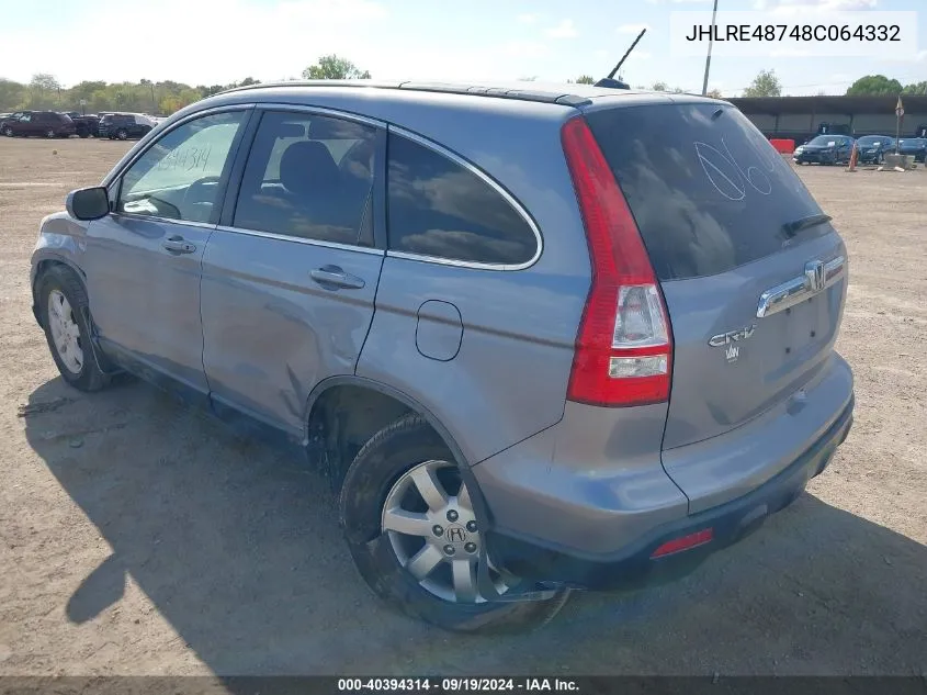 JHLRE48748C064332 2008 Honda Cr-V Ex-L