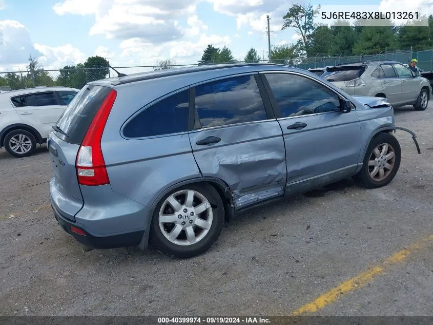 2008 Honda Cr-V Lx VIN: 5J6RE483X8L013261 Lot: 40399974