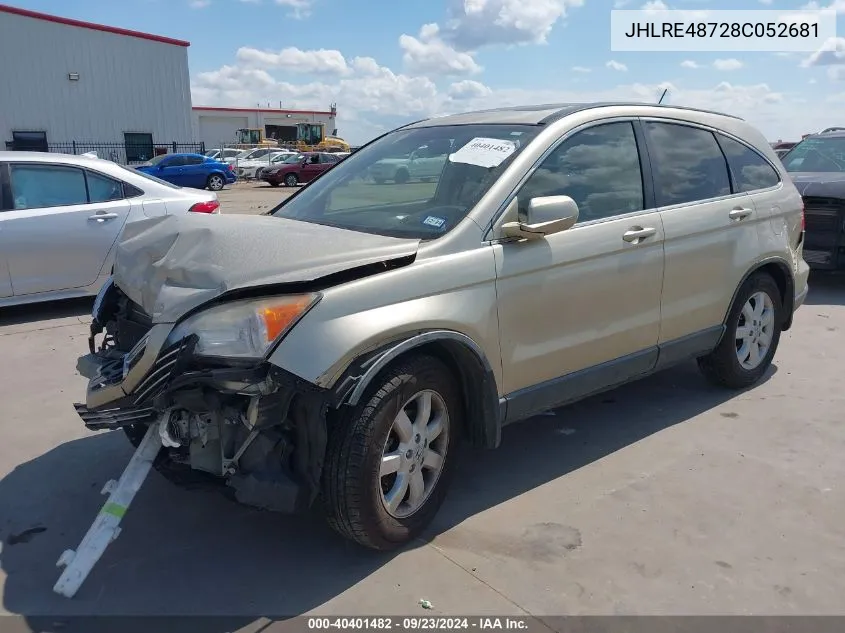 2008 Honda Cr-V Ex-L VIN: JHLRE48728C052681 Lot: 40401482