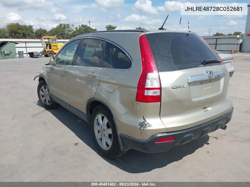 2008 Honda Cr-V Ex-L VIN: JHLRE48728C052681 Lot: 40401482