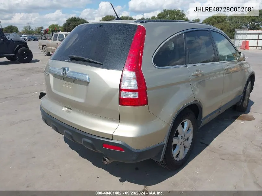 2008 Honda Cr-V Ex-L VIN: JHLRE48728C052681 Lot: 40401482