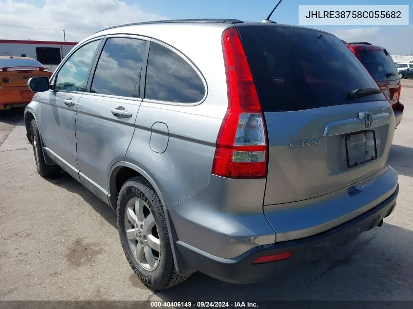 2008 Honda Cr-V Ex-L VIN: JHLRE38758C055682 Lot: 40406149