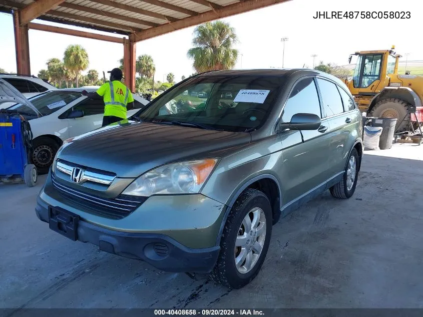 2008 Honda Cr-V Ex-L VIN: JHLRE48758C058023 Lot: 40408658