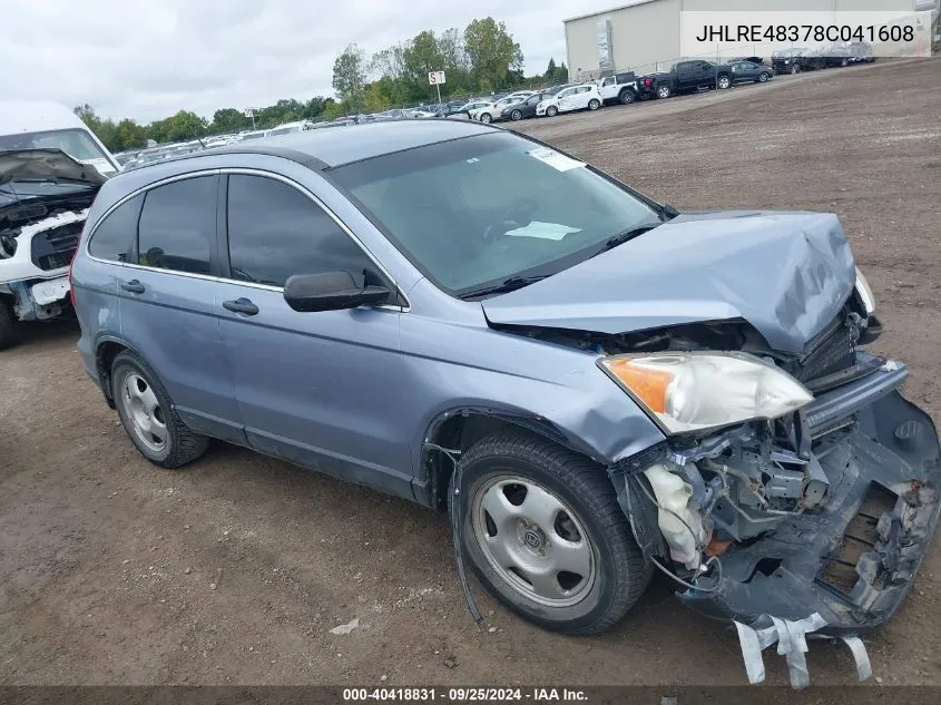 2008 Honda Cr-V Lx VIN: JHLRE48378C041608 Lot: 40418831