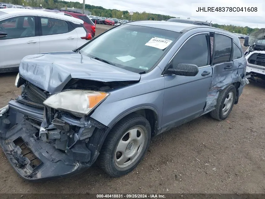 JHLRE48378C041608 2008 Honda Cr-V Lx