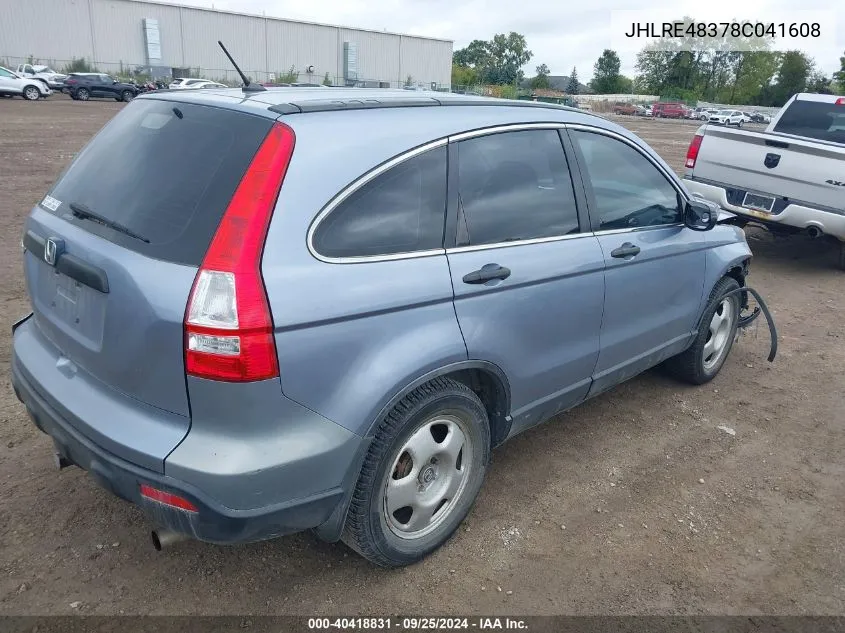 JHLRE48378C041608 2008 Honda Cr-V Lx