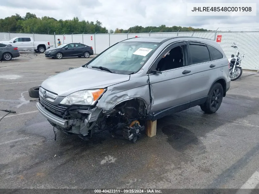 2008 Honda Cr-V Ex VIN: JHLRE48548C001908 Lot: 40422311