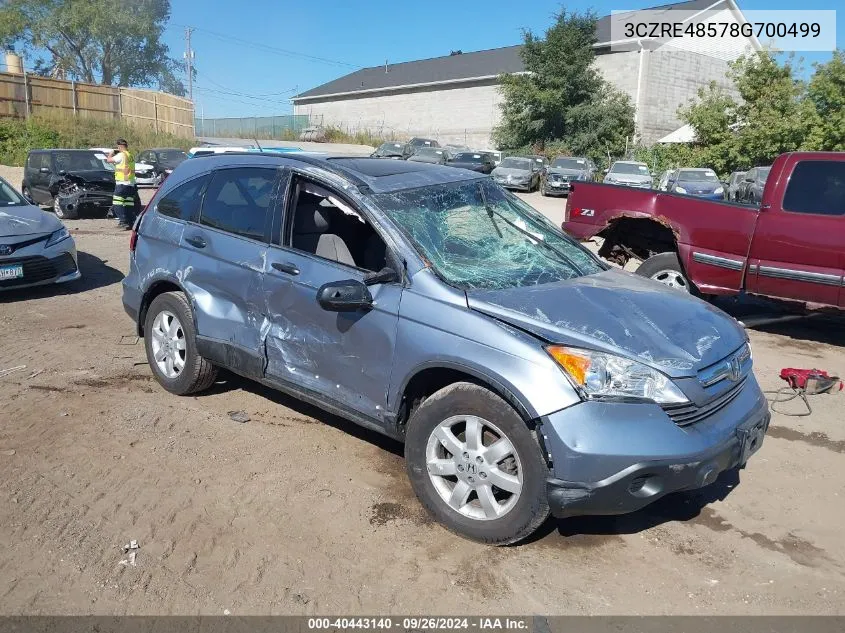 2008 Honda Cr-V Ex VIN: 3CZRE48578G700499 Lot: 40443140