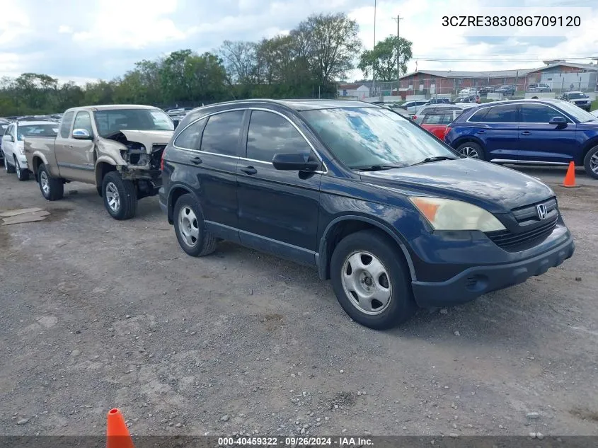 2008 Honda Cr-V Lx VIN: 3CZRE38308G709120 Lot: 40459322